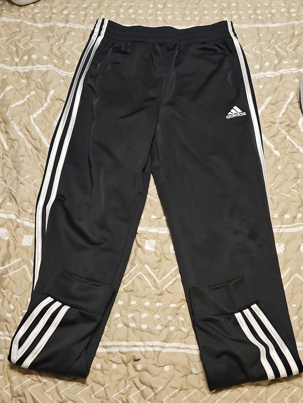 adidas Black Jogger Pants with White Three-Stripes